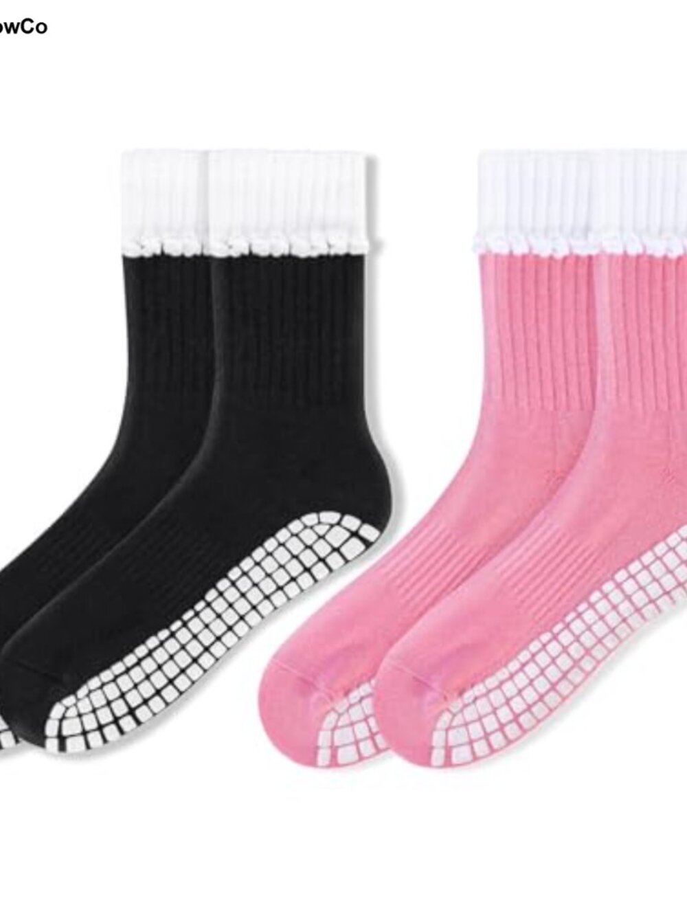 Women's Non Slip Yoga Pilates Grip Socks Cotton Crew Ballet Dance Socks